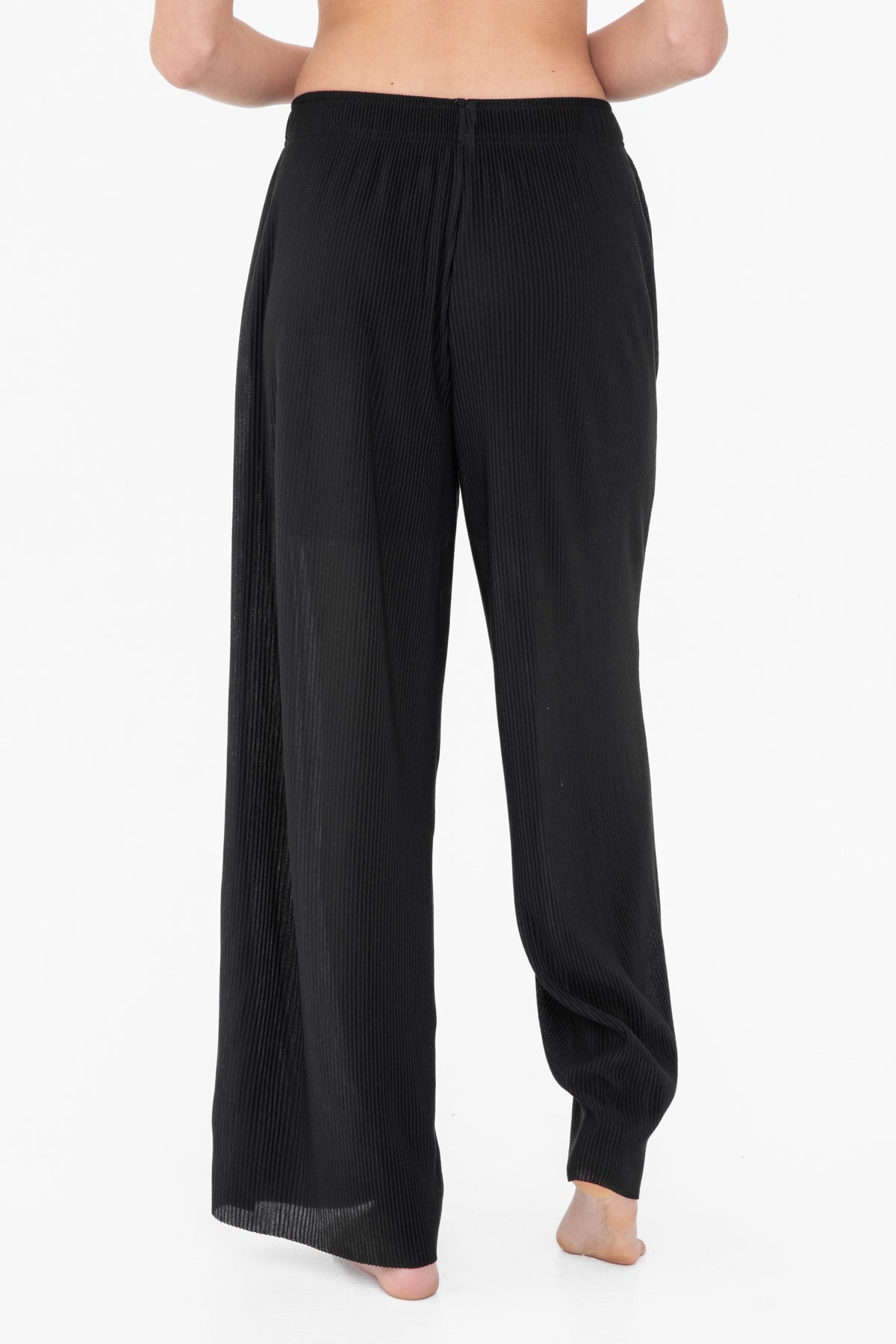 Black Micro Pleated Pants