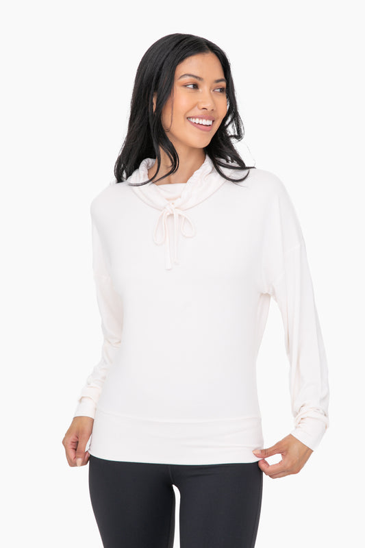 Pearl Ivory Brushed Cowl Neck Pullover