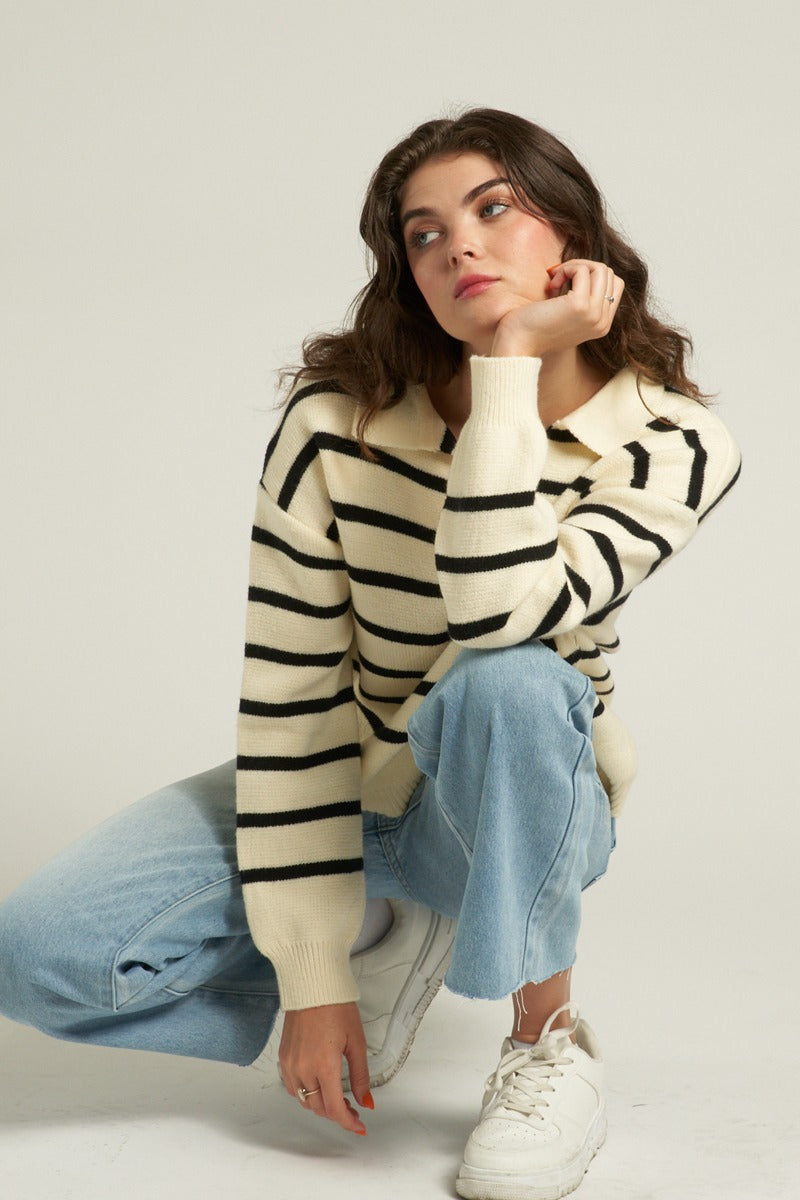 Striped Collar Sweater