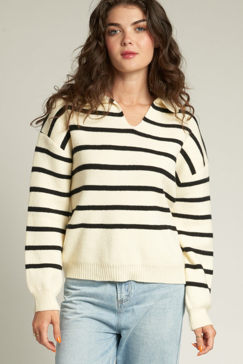 Striped Collar Sweater