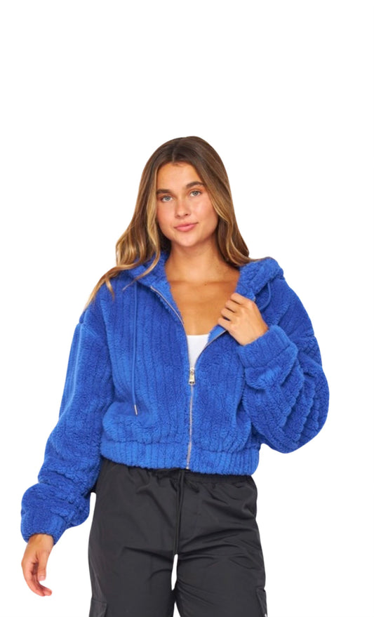 Royal Blue Sherpa Plush Jacket