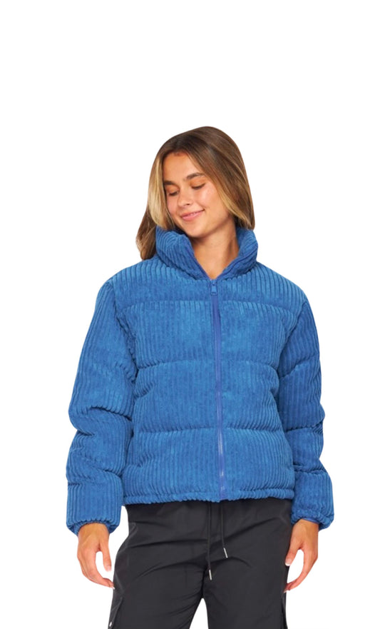 Blue Corduroy Puffer Jacket