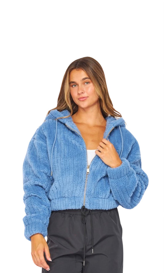 London Blue Sherpa Plush Jacket