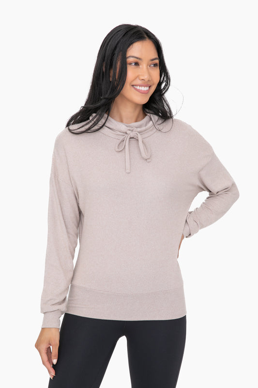 Mocha Brushed Cowl Neck Pullover