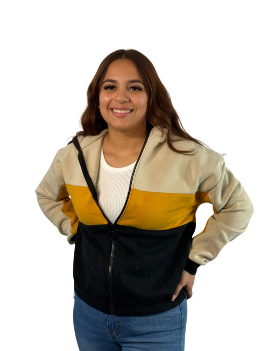 Yellow Color Block Hoodie