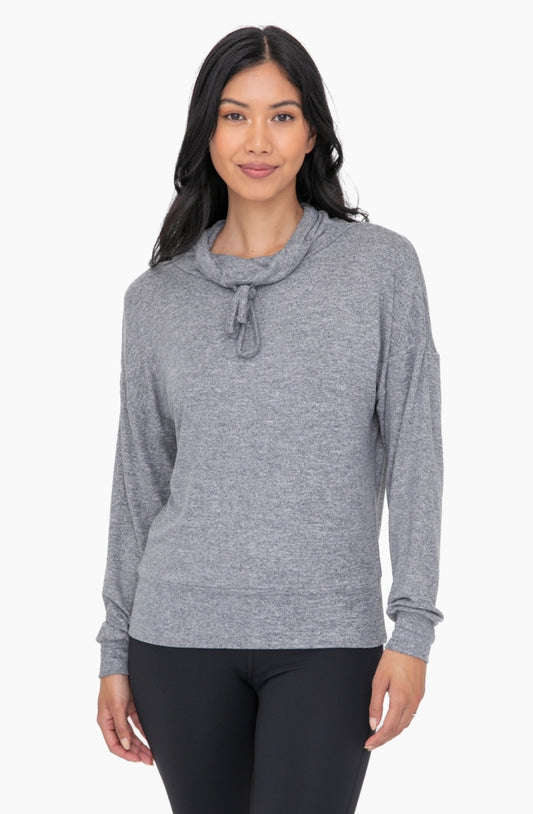 Grey Brushed Cowl Neck Pullover